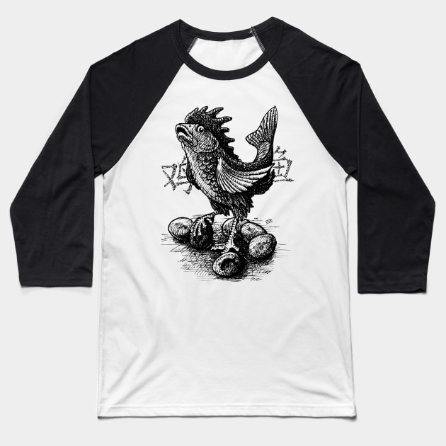 Master Chi-Fish-Ken Baseball T-Shirt by algestraart